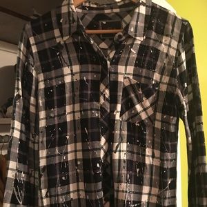 Women’s Rails Plaid Paint Splattered Top Sz M